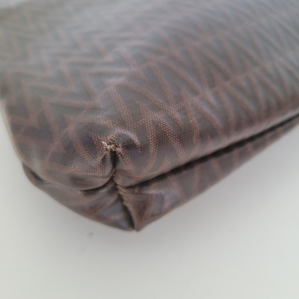 Mario Valentino Vintage Monogram Clutch Bag Brown V Pattern Made in Italy Large - Picture 6 of 10